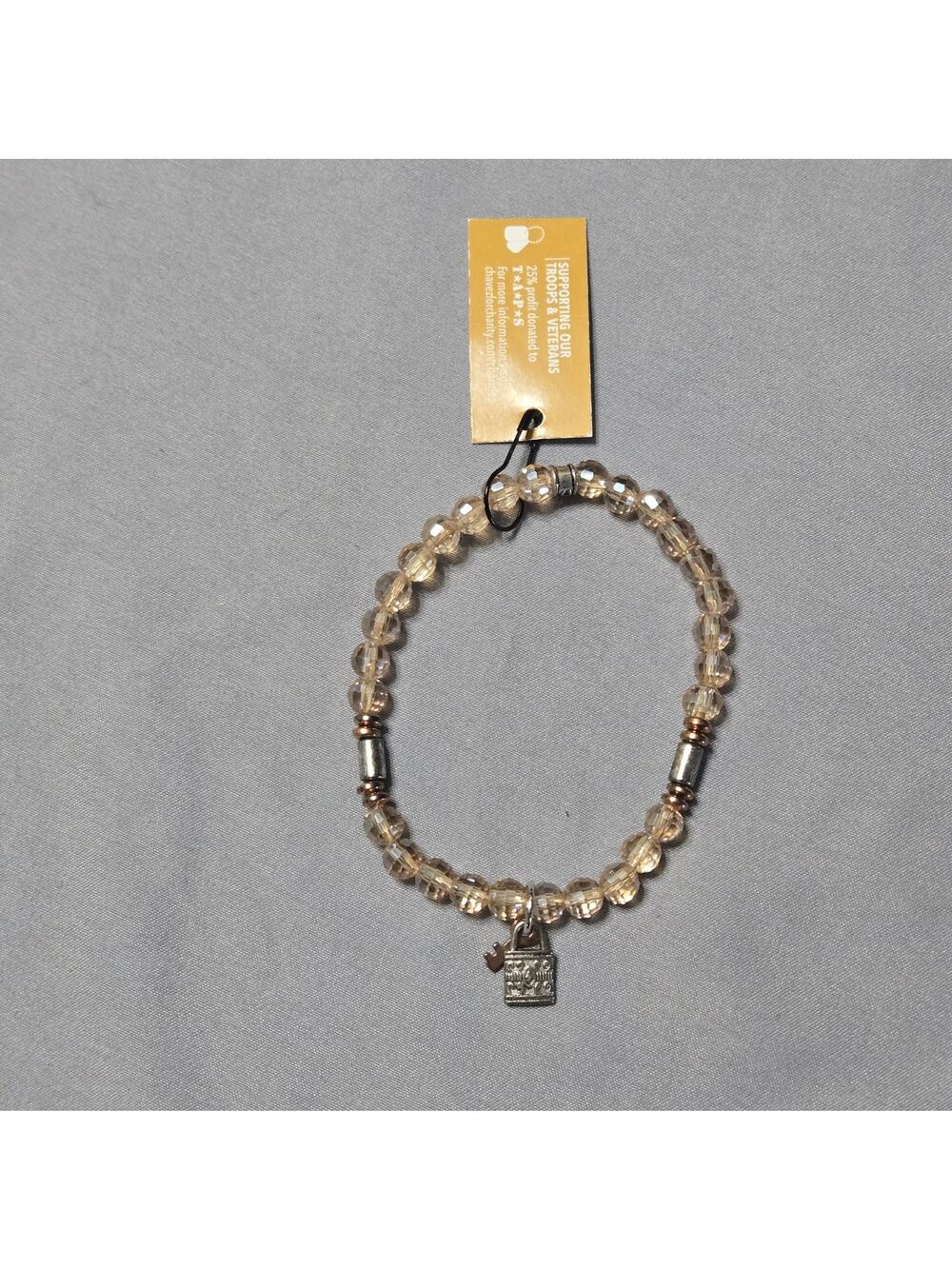 Chavez for Charity T.A.P.S. Supporting Our Troops Beaded Bracelet Champagne